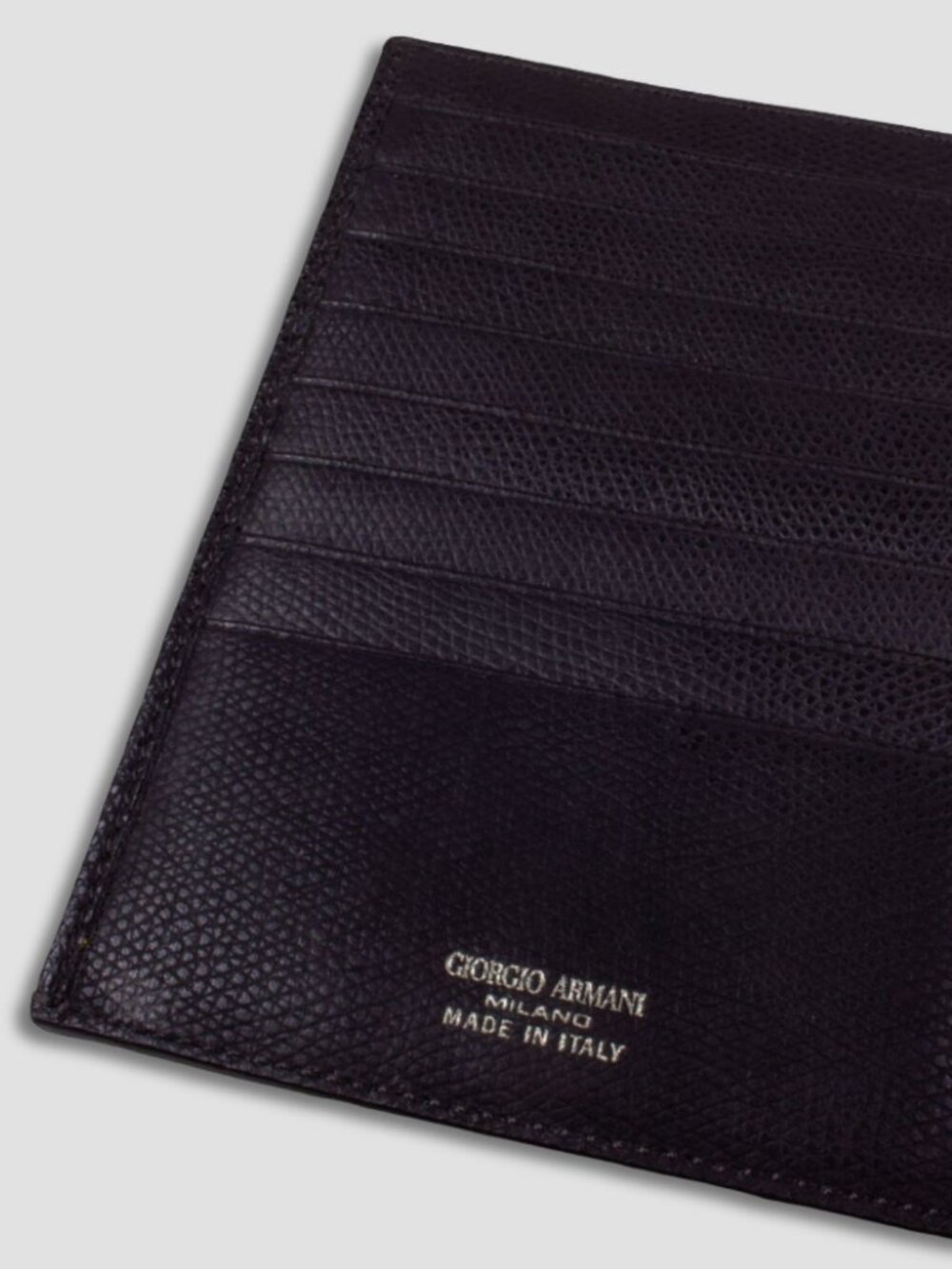 GIORGIO ARMANI Black Leather Card Holder Zipper Coin Pocket Wallet - Picture 4 of 6